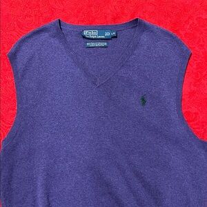 Polo Ralph Lauren Purple V Neck Sweater Vest Pima Cotton Men’s Large